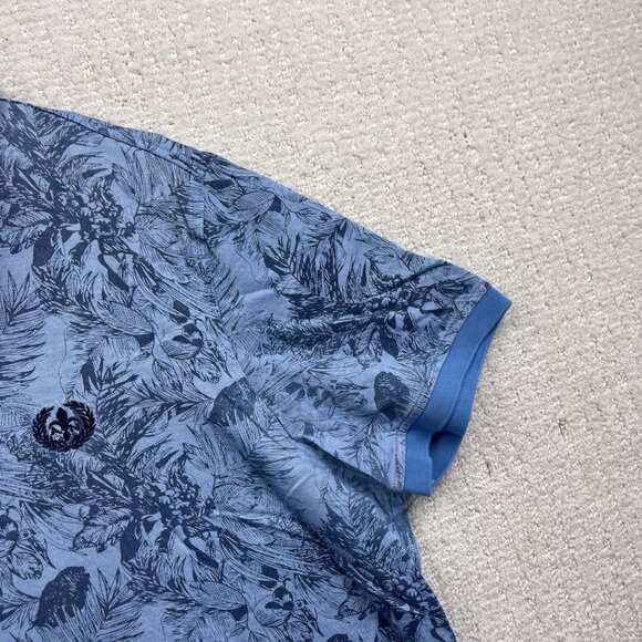 Au Noir Mens 6 / 2XL Polo Blue Tropical Floral AOP Summer Short Sleeve Stretch - Picture 4 of 14